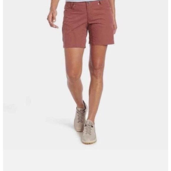KUHL Womens Free Range Shorts Sz 12 Outdoor Camping Hiking Dusty Red w/ Pockets - Picture 1 of 10